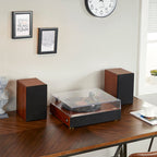 Platine vinyle vintage avec haut-parleurs